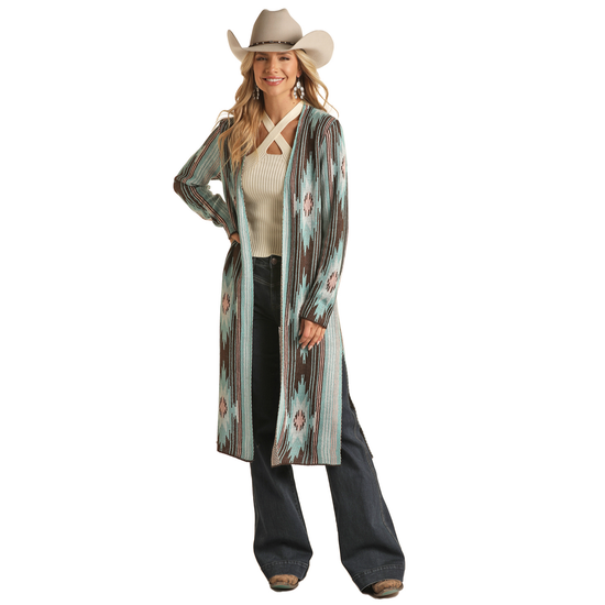 Rock & Roll® Ladies Turquoise Aztec Sweater Duster RRWT95R04N-88