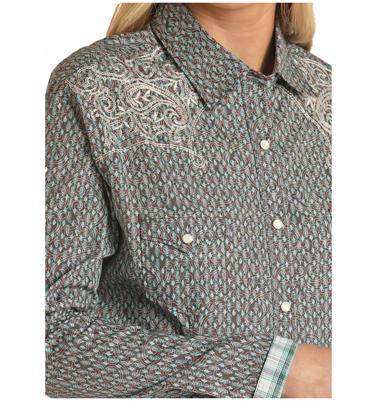 Panhandle® Ladies ONC Paisley Printed Button Down Shirt RSWSOSR0NC