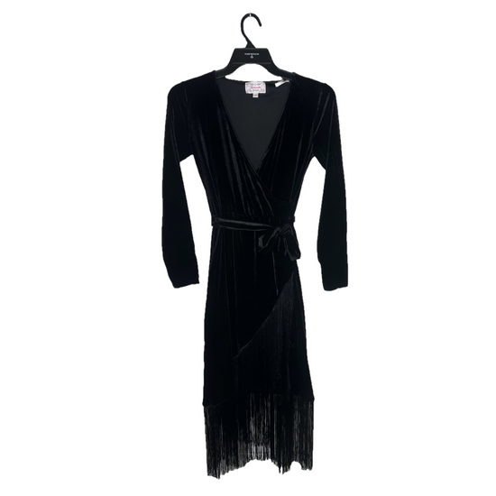 Panhandle Ladies Velvet Fringed Black Wrap Around Dress LWD1R02849