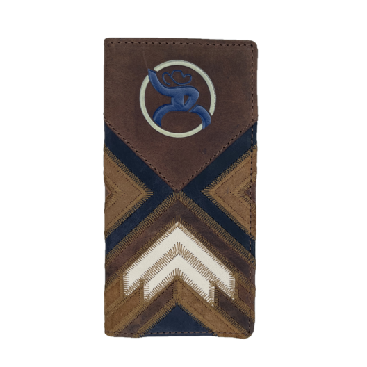 Hooey Men's Kamali Brown, Blue & Ivory Patchwork Rodeo Wallet RW015-BRTN