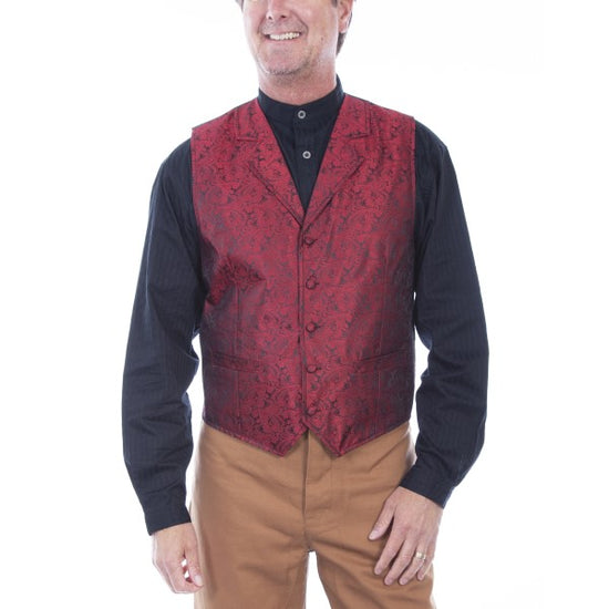 Scully Men's Paisley Red Button Front Vest RW093-RED