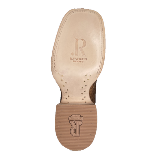 R.Watson® Men's Cognac Ring Lizard Square Toe Boots RW7901-2