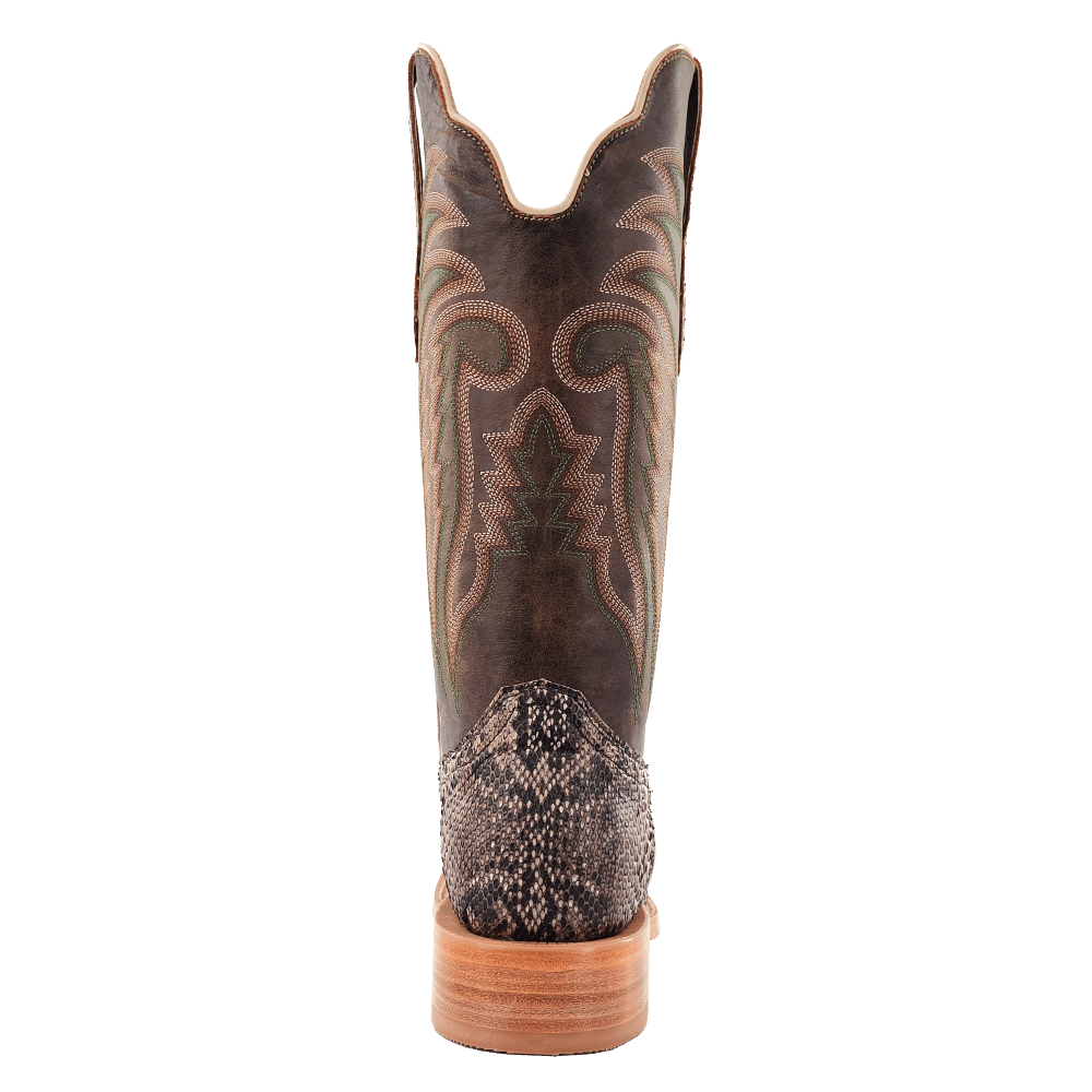 R. Watson Men's Rustic Python Belly Vintage Brown Goat Square Toe Boots RW7913