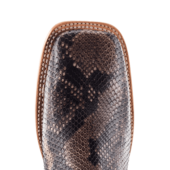 R. Watson Men's Rustic Python Belly Vintage Brown Goat Square Toe Boots RW7913