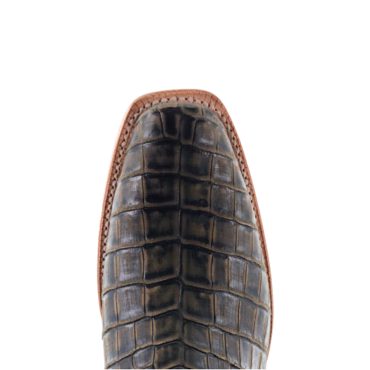 R. Watson Men's Green Safari Nile Crocodile Square Toe Boots RW9006