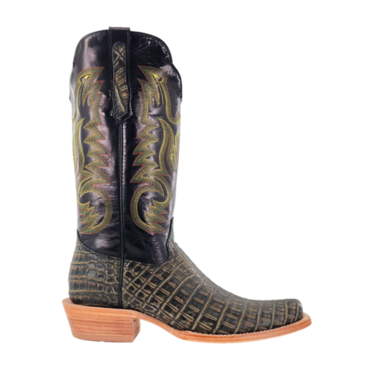 R. Watson Men's Green Safari Nile Crocodile Square Toe Boots RW9006