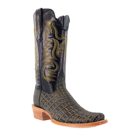 R. Watson Men's Green Safari Nile Crocodile Square Toe Boots RW9006