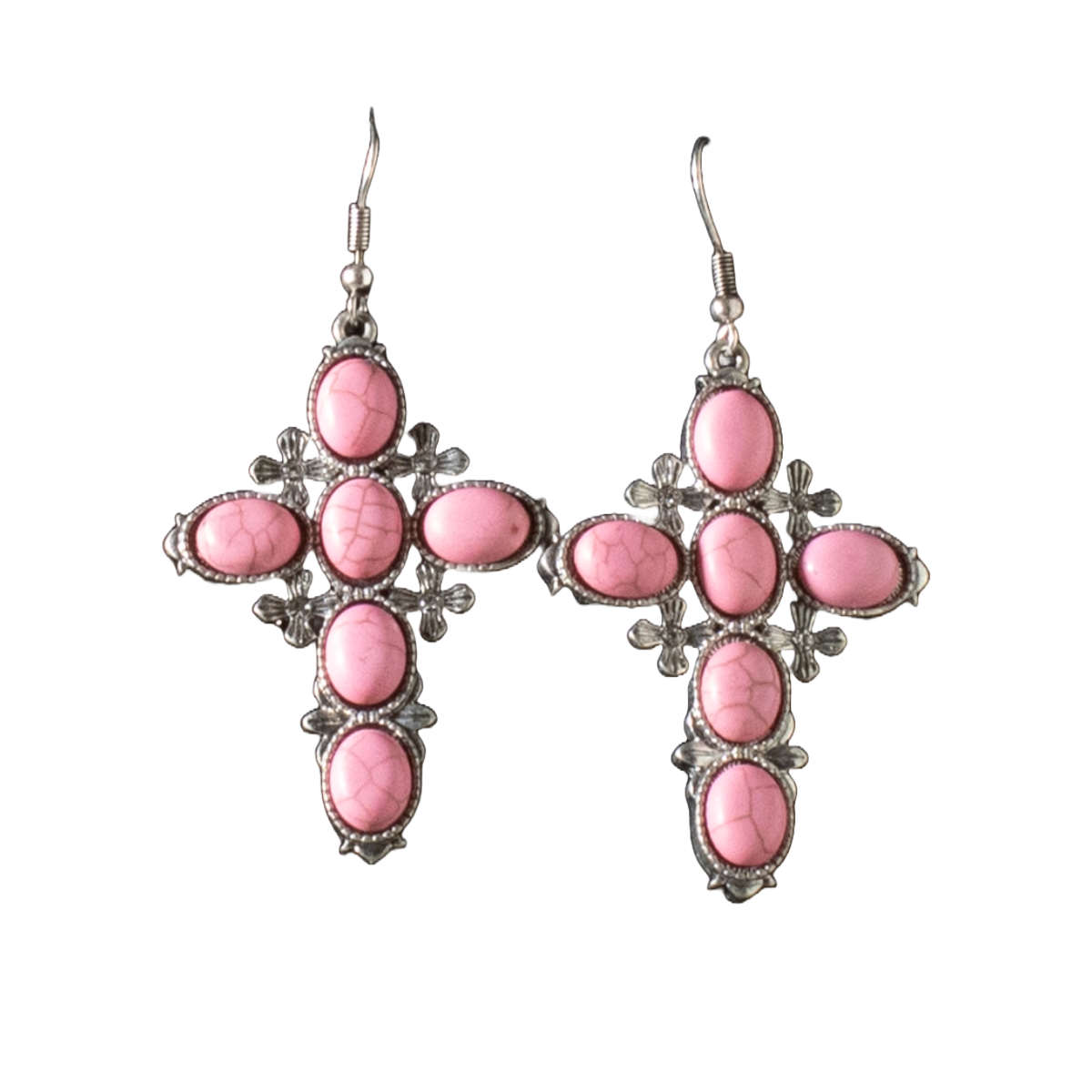 Blazin Roxx Ladies Pink Stone Cross Earrings 3055530