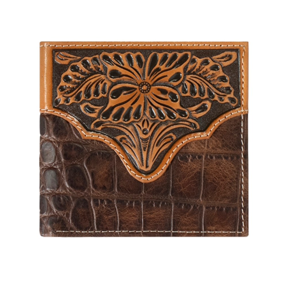 Ariat Large Brown Croco Floral Bifold Wallet A3553002