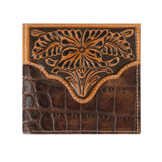 Ariat Large Brown Croco Floral Bifold Wallet A3553002