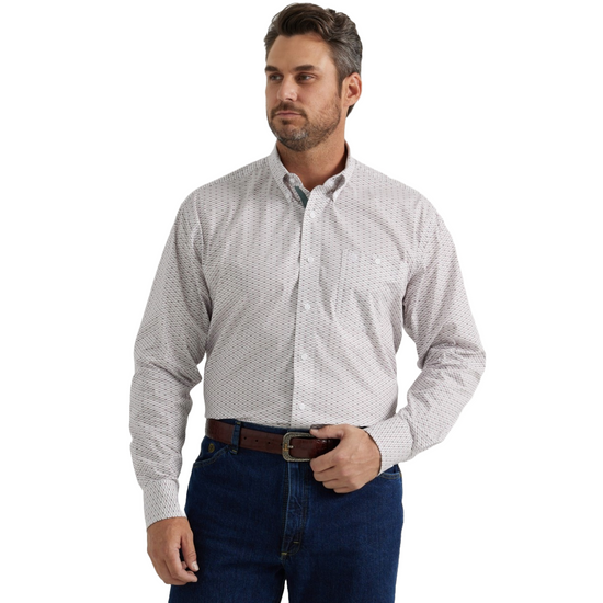 Wrangler Men's George Strait Geometric White Button Down Shirt 112346530