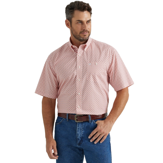 Wrangler Men's Classic Orange & White Button Down Shirt 112346076