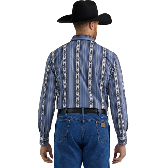 Wrangler Men's Checotah Long Sleeve Navy Western Shirt 112346070