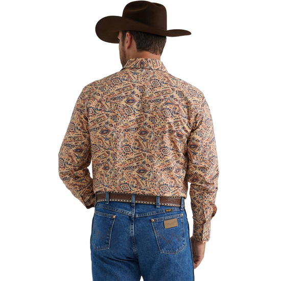 Wrangler Men's Checotah Long Sleeve Tan Western Shirts 112346072