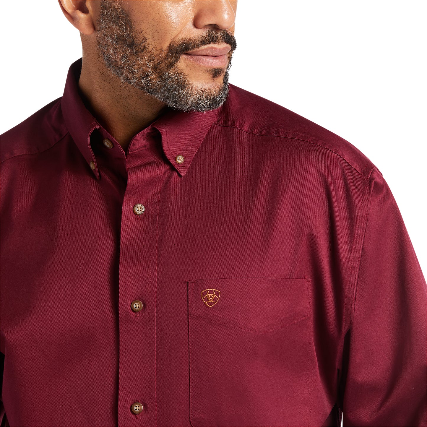 Load image into Gallery viewer, Ariat® Men&amp;#39;s Solid Twill Burgundy Long Sleve Button Shirt 10012635
