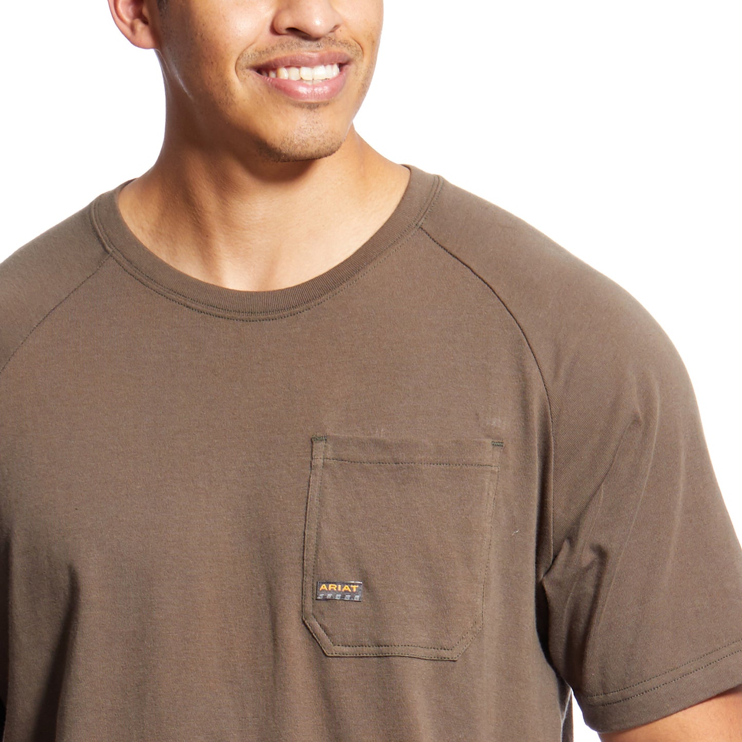 Ariat® Men's Rebar Cotton Strong™ Moss Brown T-Shirt 10025375