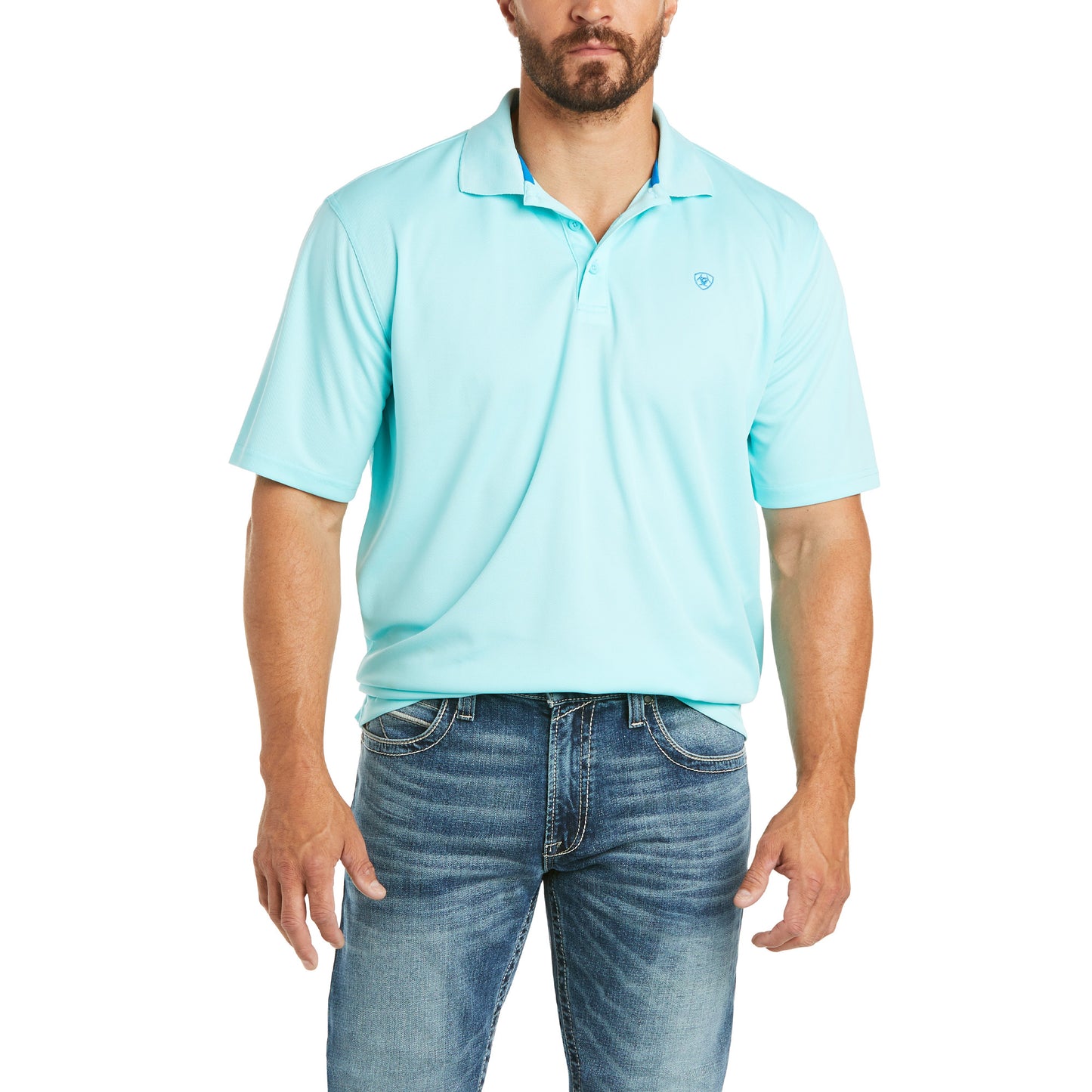 Ariat® Men's TEK Heat Series Miami Aqua Polo Shirt 10034956