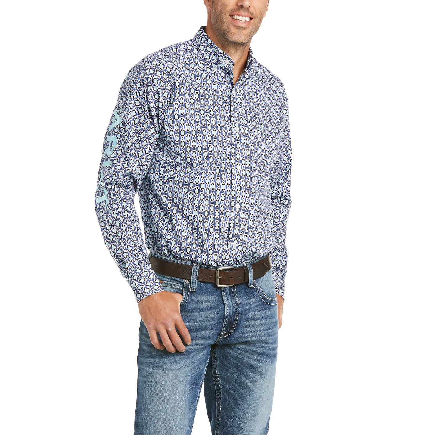 Ariat® Men's Team Fitted Kazz LS Blue Depths Button Shirt 10035478