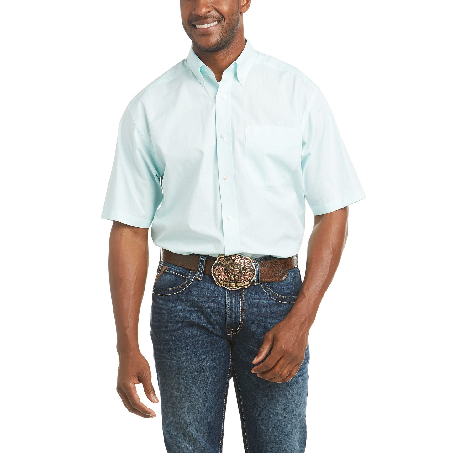Ariat Men's Pembroke Casual Series Short Sleeve Aqua Shirt 10036280
