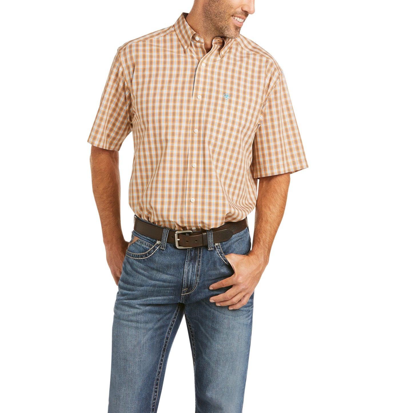 Ariat Men's Wrinkle Free Gerald Dandelion Short Sleeve Shirt 10036444