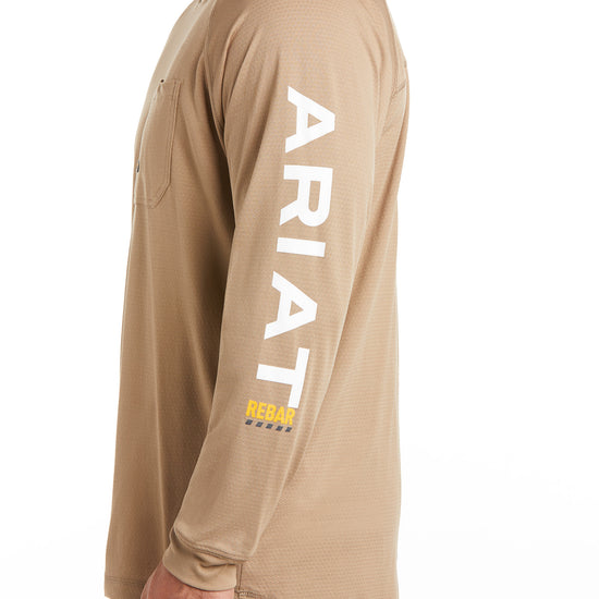 Load image into Gallery viewer, Ariat® Men&amp;#39;s Rebar Heat Fighter Long Sleeve Khaki T-Shirt 10031030
