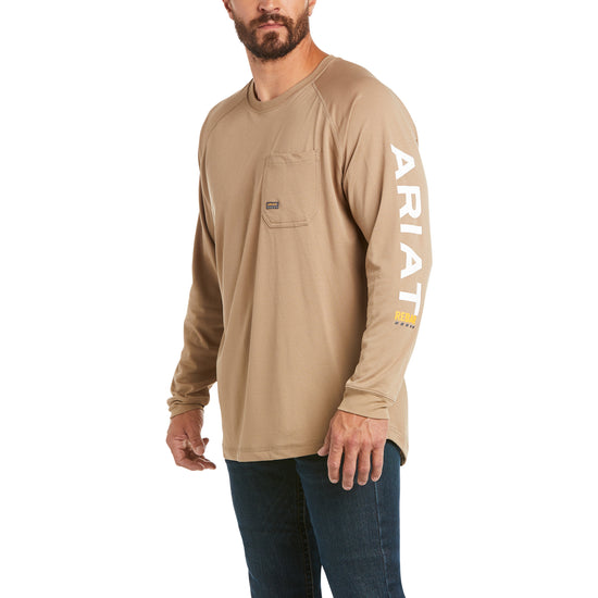 Load image into Gallery viewer, Ariat® Men&amp;#39;s Rebar Heat Fighter Long Sleeve Khaki T-Shirt 10031030
