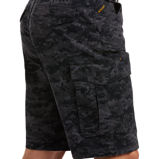 Load image into Gallery viewer, Ariat Mens Rebar Relaxed Durastretch Black Camo Cargo Shorts 10034682
