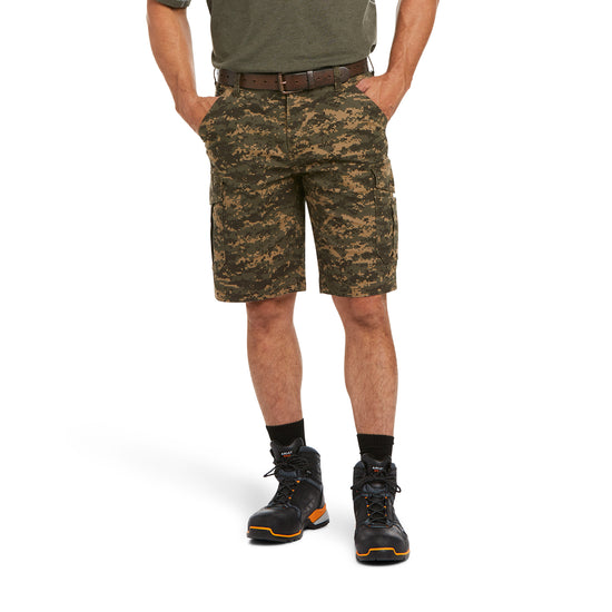 Ariat Mens Rebar Relaxed Durastretch Olive Camo Cargo Shorts 10034723