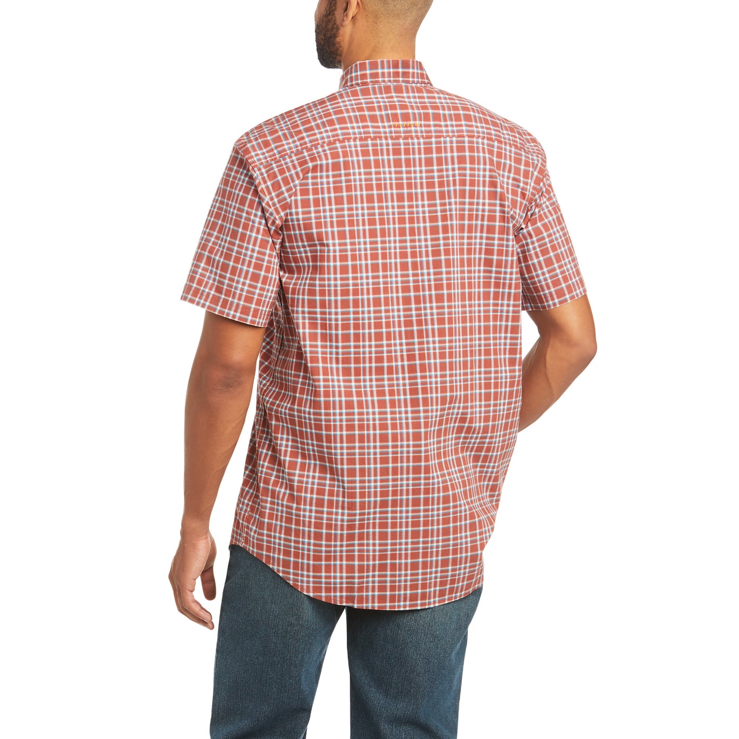 Ariat® Men's Rebar Made Tough Durastretch Dark OL Plaid Shirt 10035297