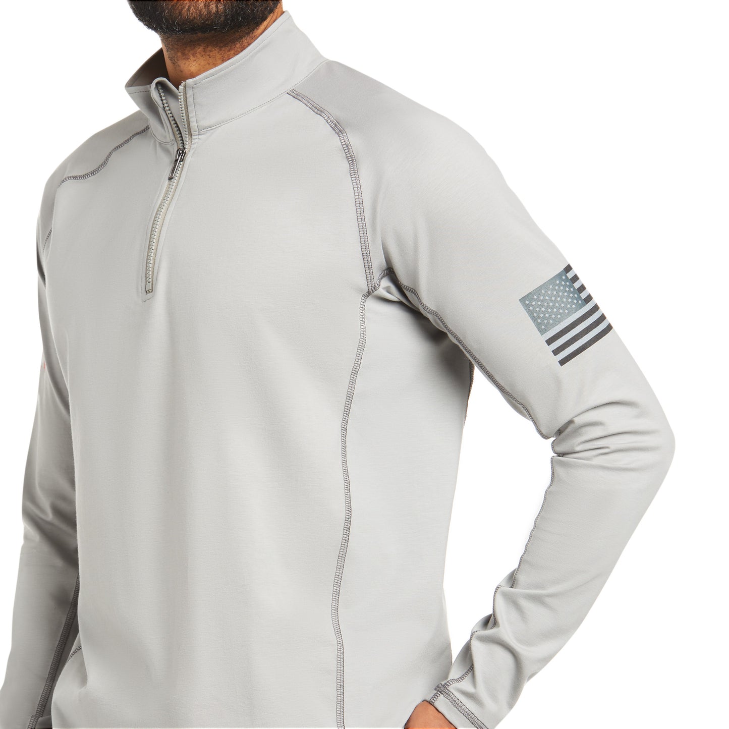 Ariat® Men's FR Combat Stretch Patriot Silver 1/4 Zip Shirt 10035420