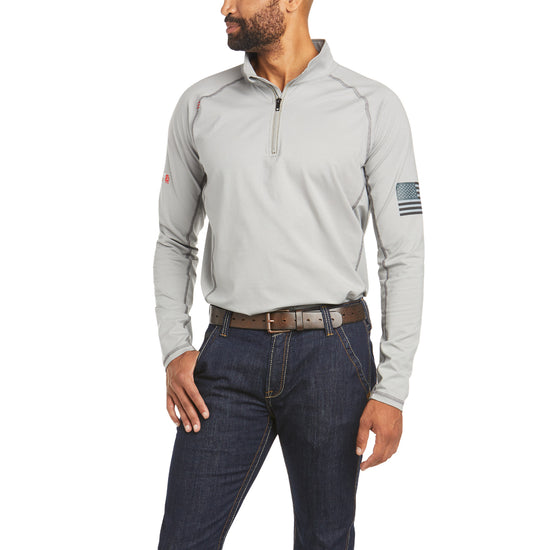Load image into Gallery viewer, Ariat® Men&amp;#39;s FR Combat Stretch Patriot Silver 1/4 Zip Shirt 10035420
