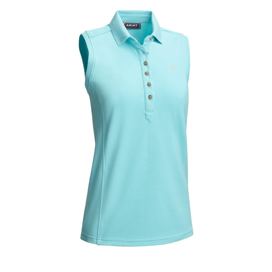 Ariat® Ladies Prix 2.0 Cool Blue Sleeveless Polo Shirt 10034952