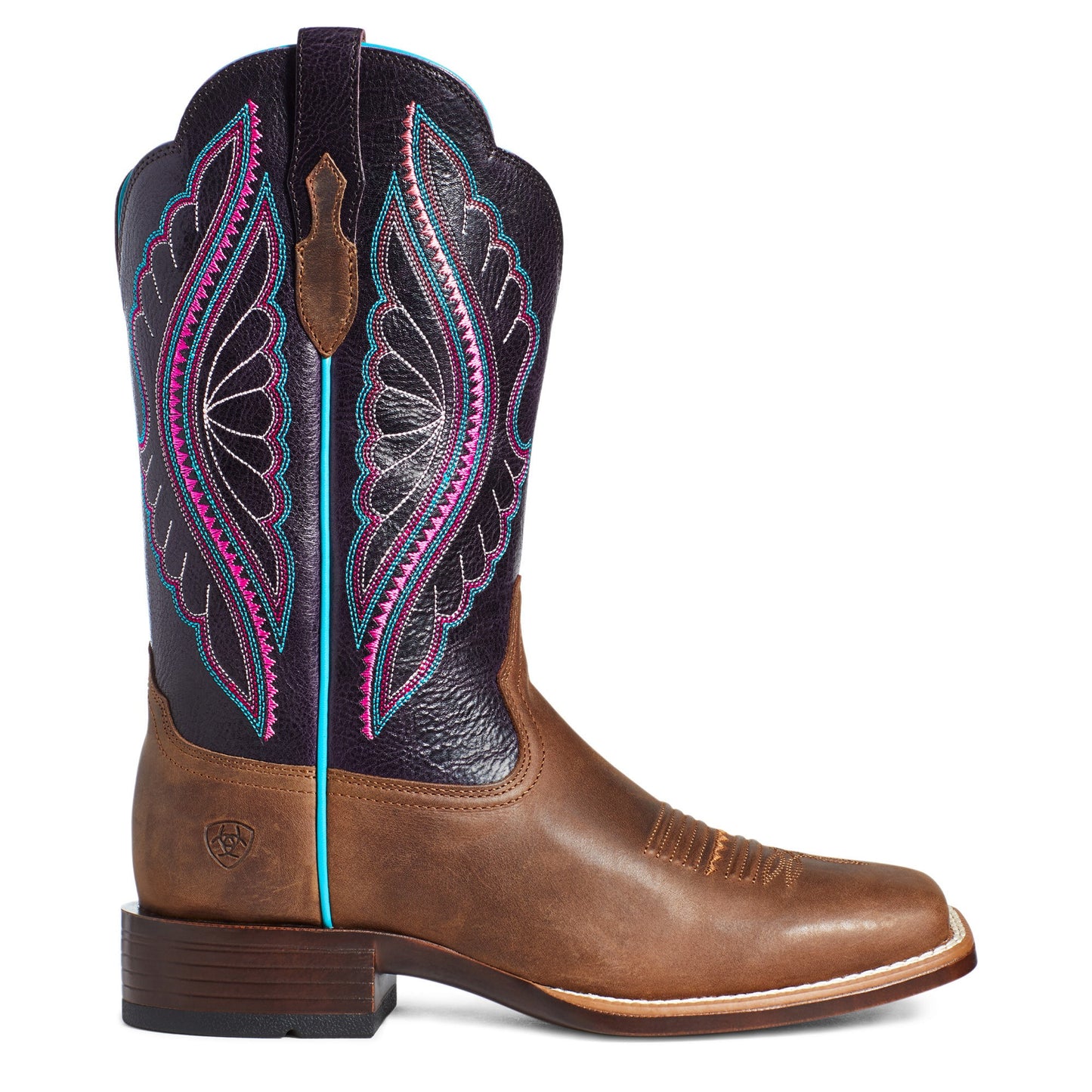 Ariat Ladies Primetime Embroidered Brown & Purple Western Boots 10035936