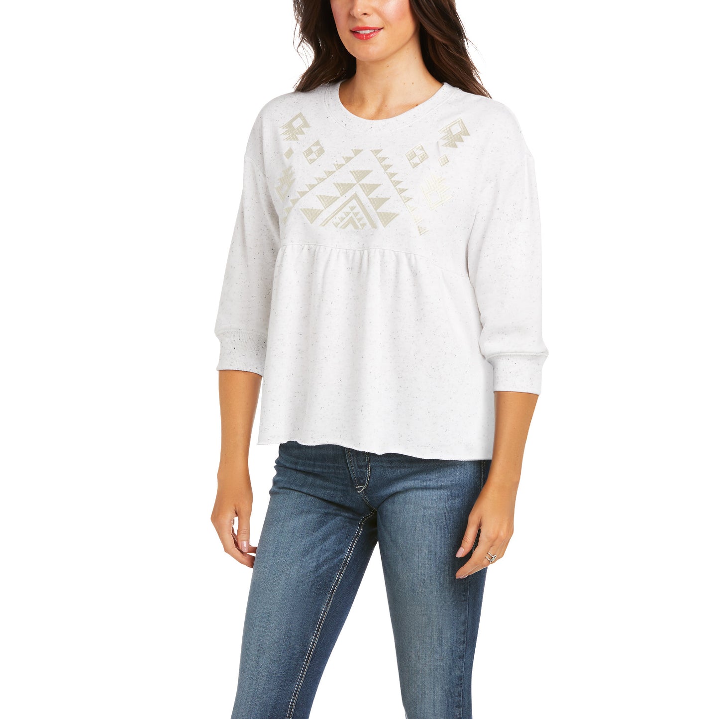 Ariat Ladies Real Cheers Half-Sleeve White Pullover 10036152