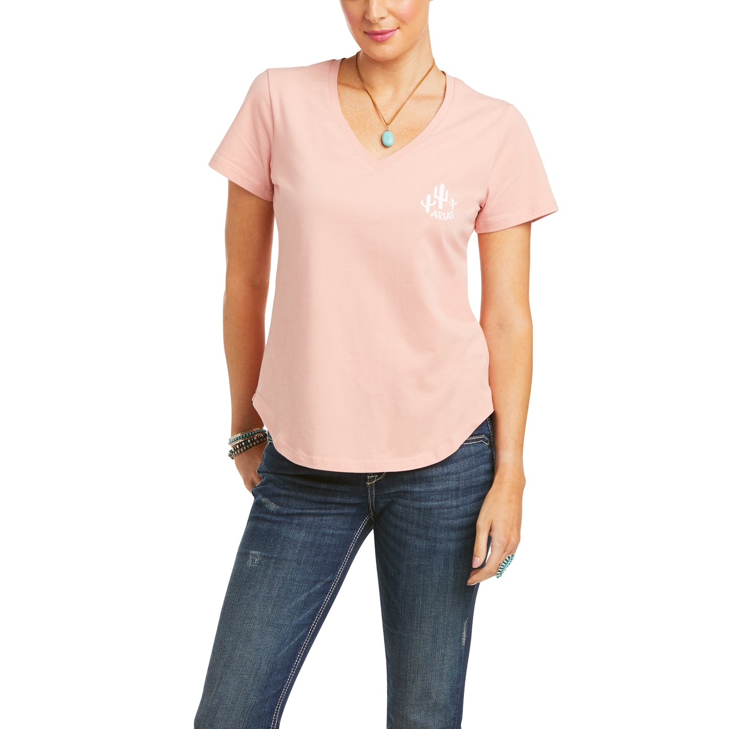 Ariat Ladies Gone West Blush Pink T-Shirt 10036163