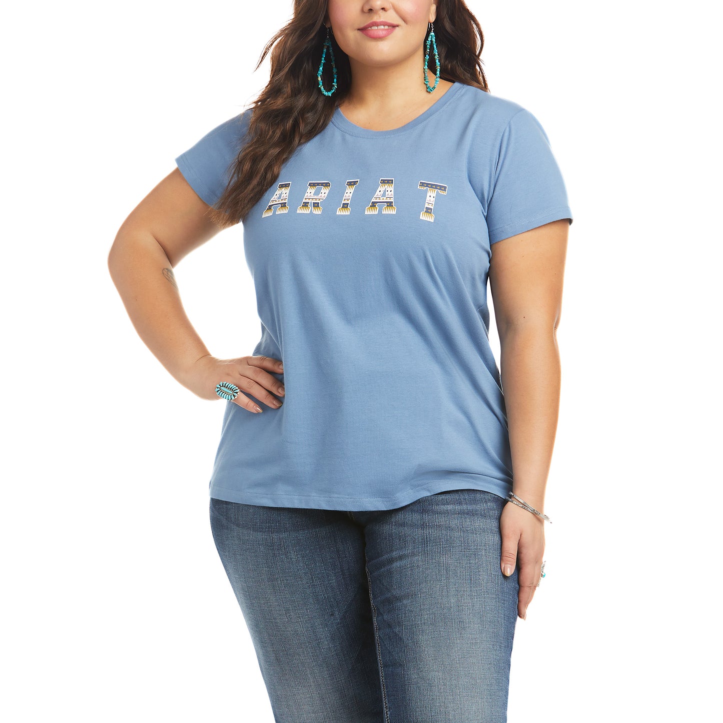 Ariat Ladies Real Cheetah Logo Blue T-Shirt 10036194