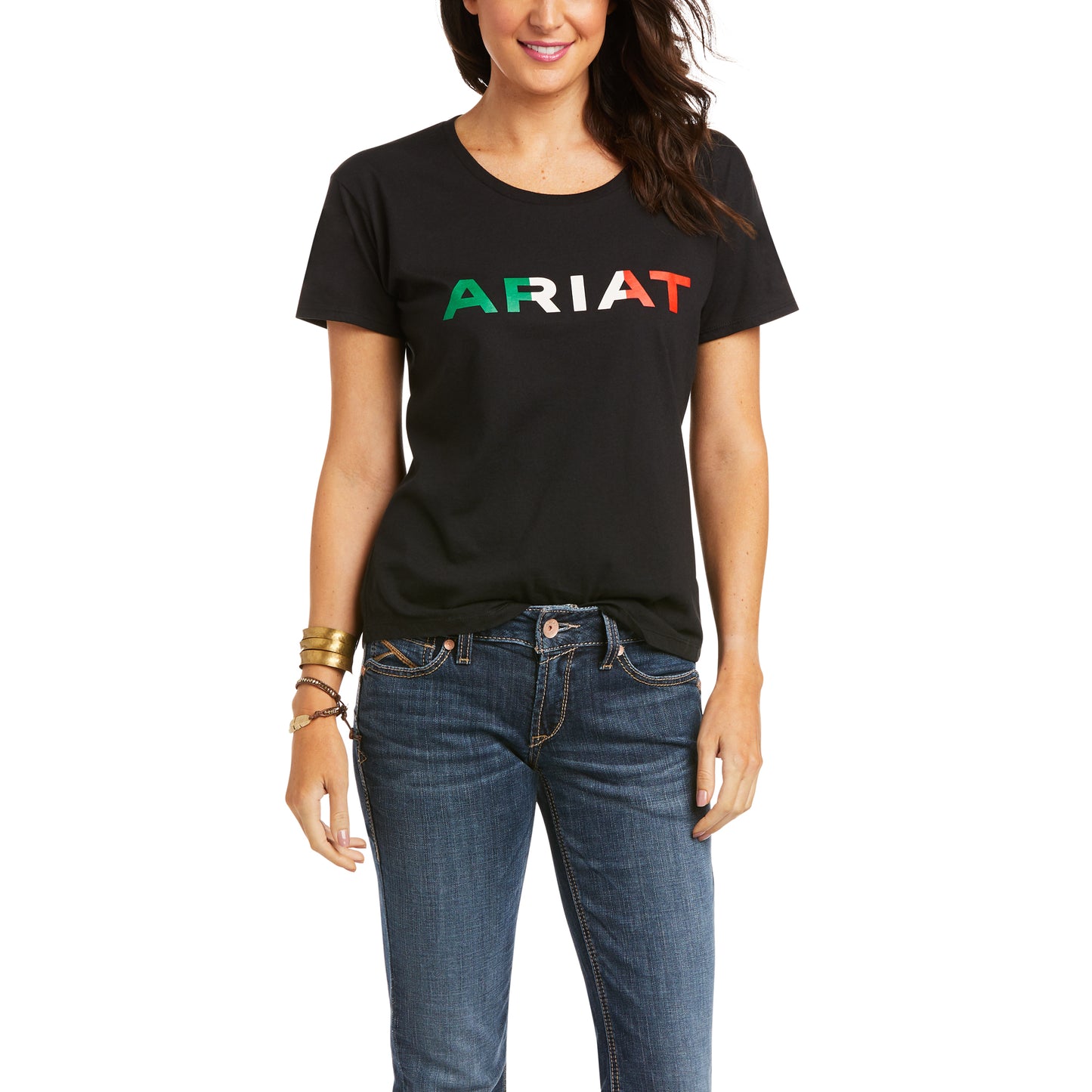 Ariat Ladies Viva Mexico Screen Print Logo Black T-Shirt 10036634