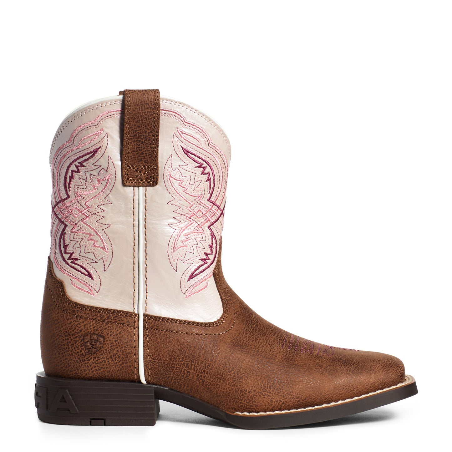 Ariat Youth Girl's Double Kicker Adobe Tan an Pink Boots 10036849