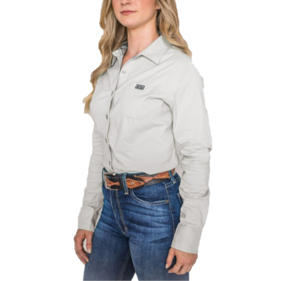 Kimes Ranch® Ladies Linville Solid Grey Button Down Shirt S22-121207