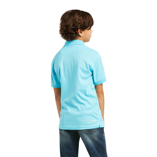 Ariat Boy's Tek Short Sleeve Turquoise Polo Shirt 10039392