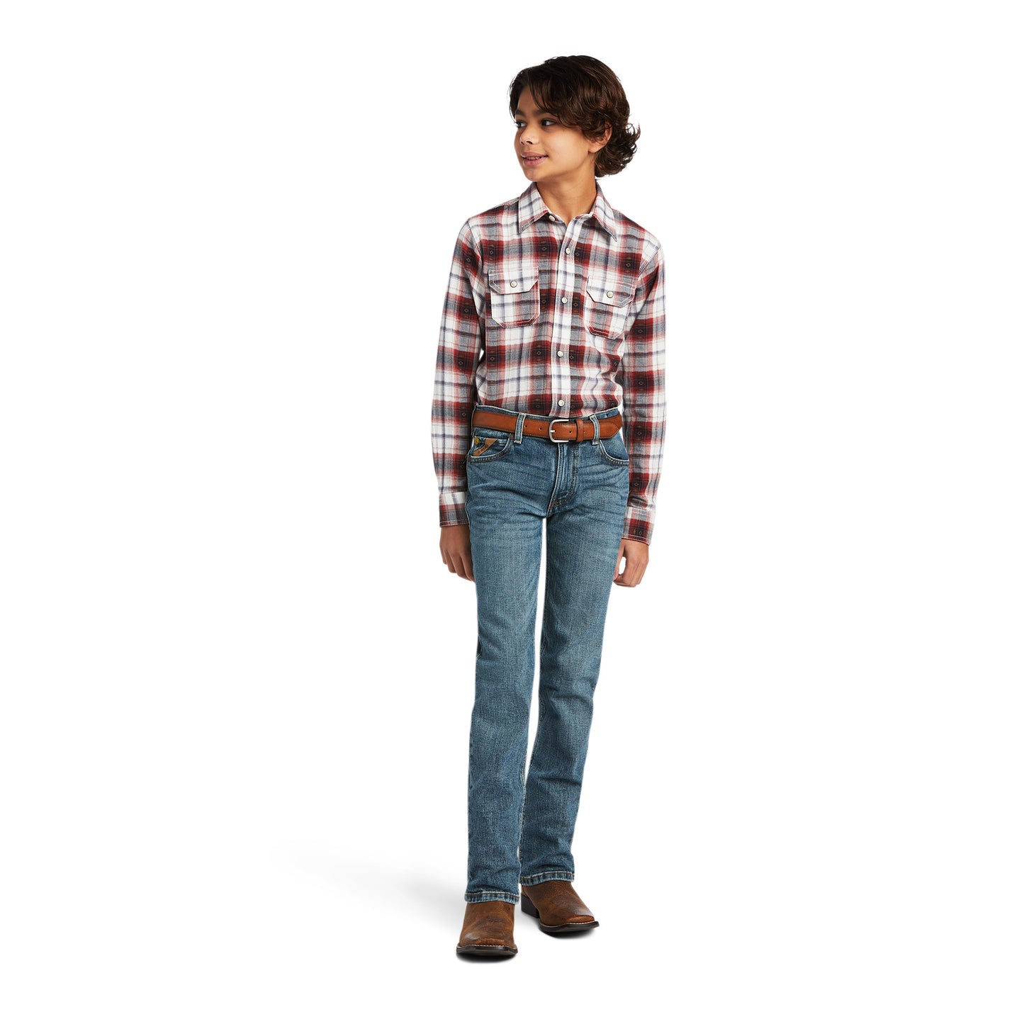 Ariat® Boy's Hayne Retro Long Sleeve Vanilla Ice Snap Shirt 10039516