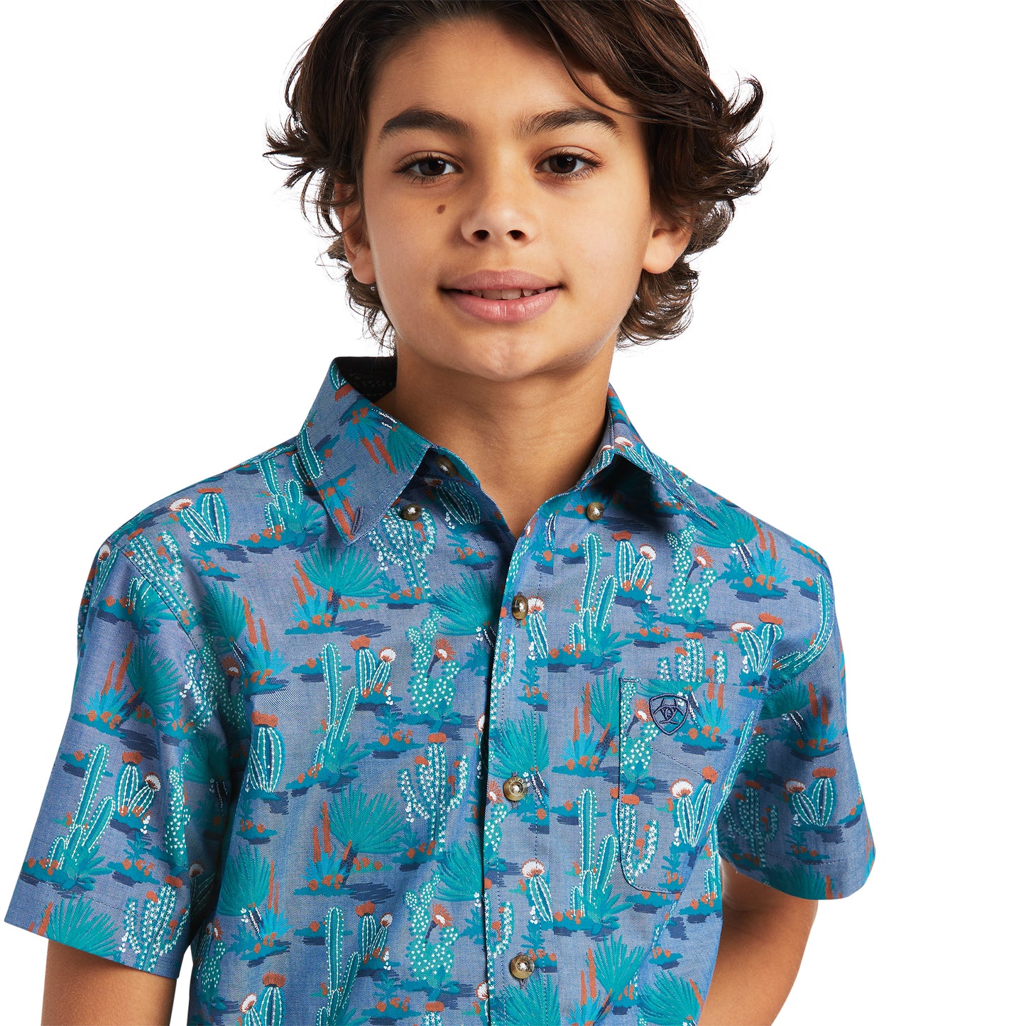 Ariat® Boy's Casual Series Short Sleeve Daxton Mint Shirt 10039519