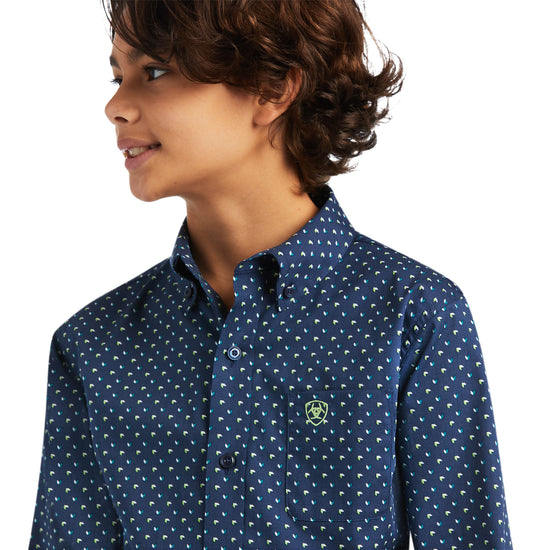 Ariat® Boy's Dante Stretch Classic Long Sleeve Pacific Shirt 10039520