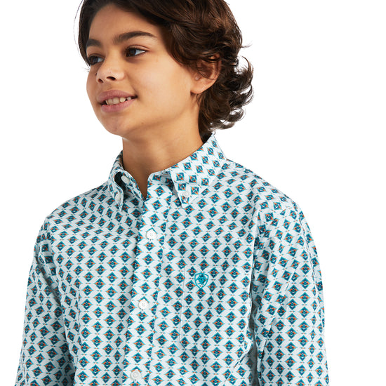 Ariat® Boy's Derek Classic Long Sleeve White Button Up Shirt 10039521