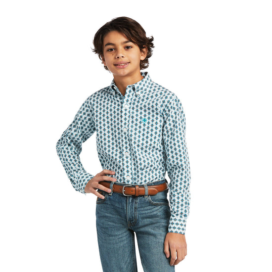 Ariat® Boy's Derek Classic Long Sleeve White Button Up Shirt 10039521