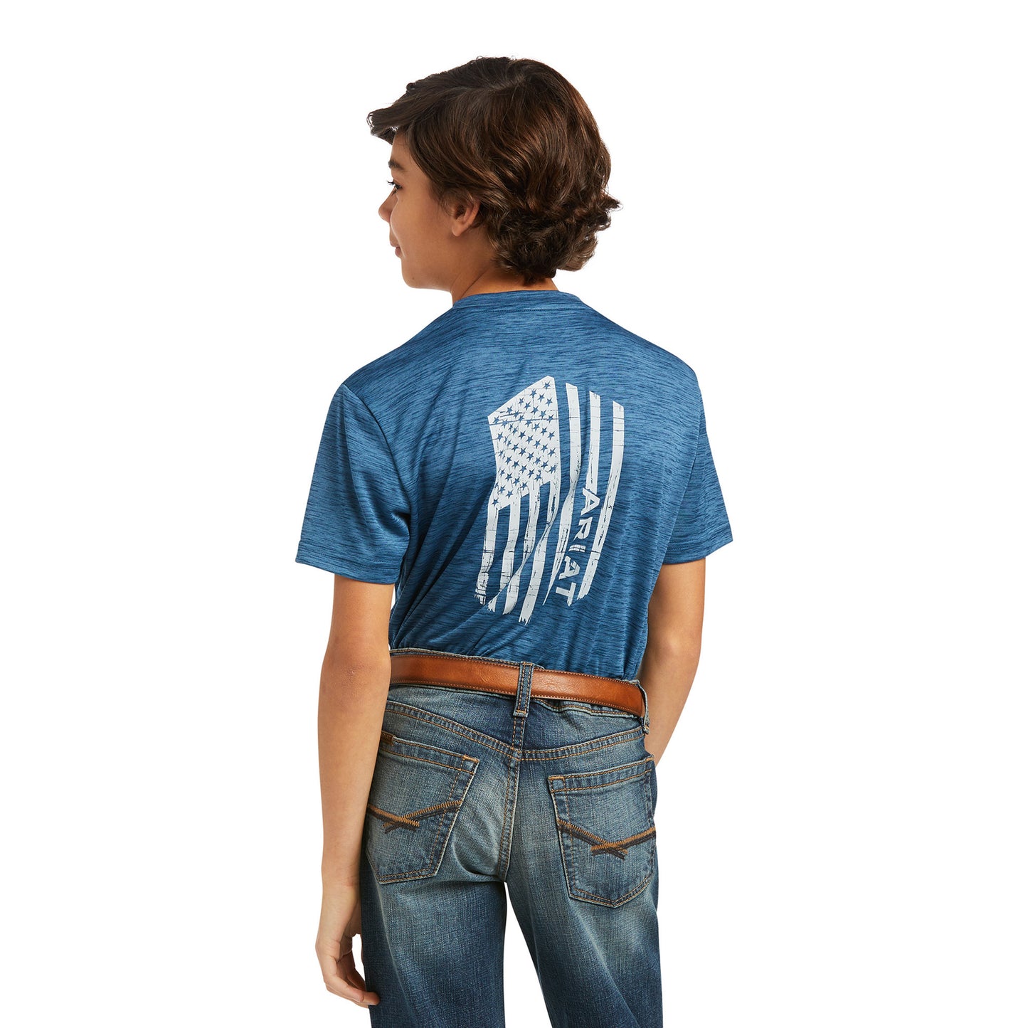 Ariat Boy's Short Sleeve Charger Vertical Flag Skyfall T-shirt 10039582