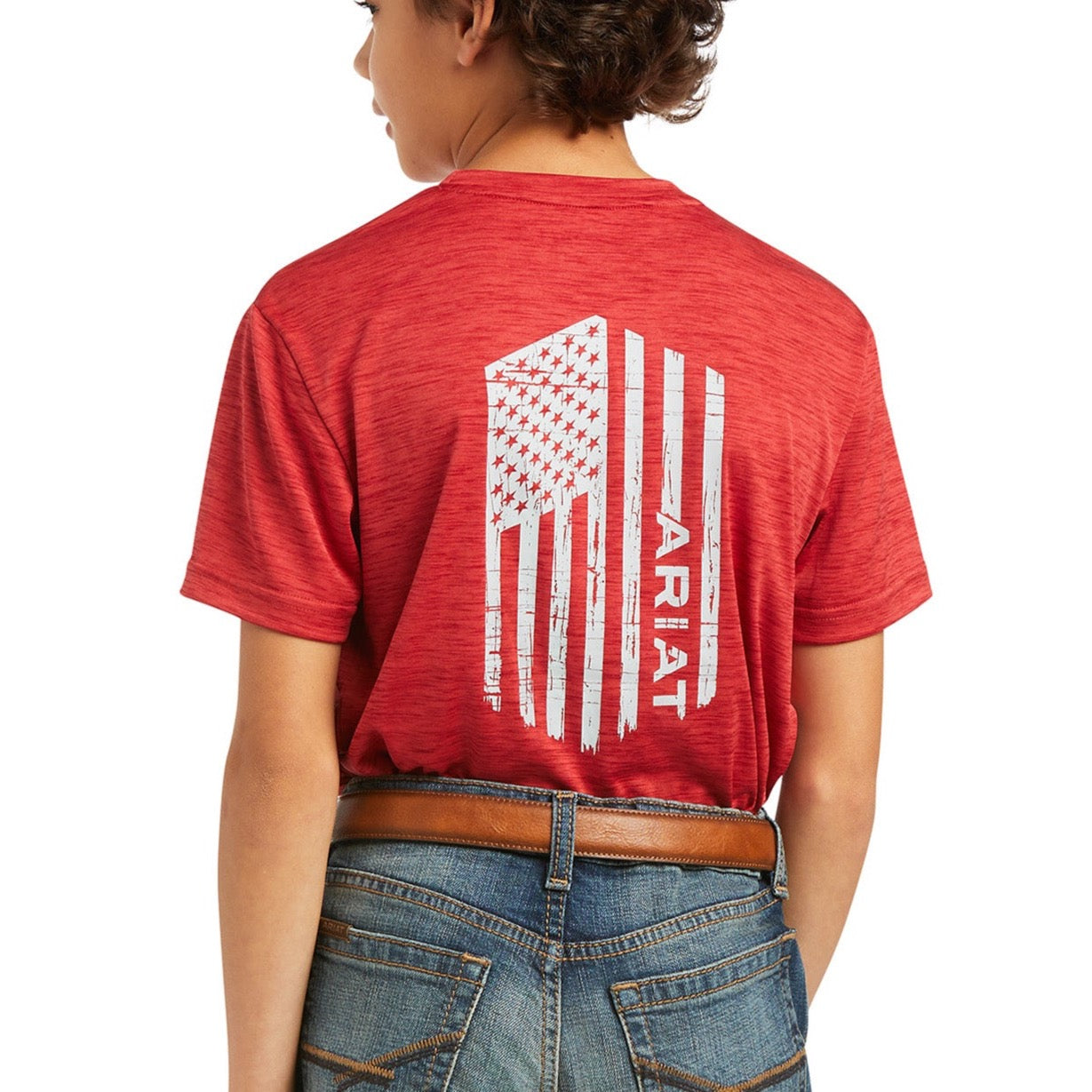 Ariat Boy's Charger Vertical Flag Red Short Sleeve T-Shirt 10039583