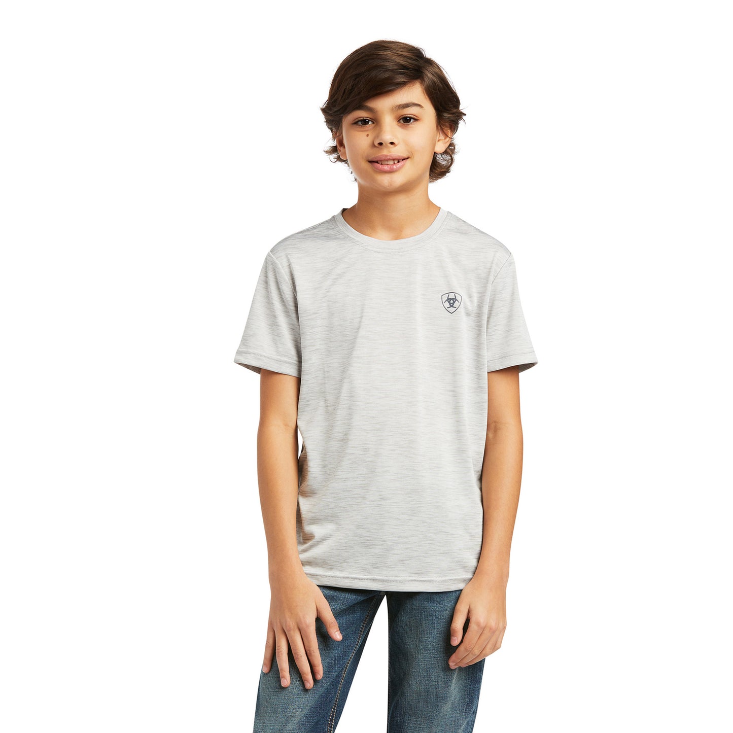 Ariat Boy's Charger Shield Short Sleeve Echo Grey T-Shirt 10039585