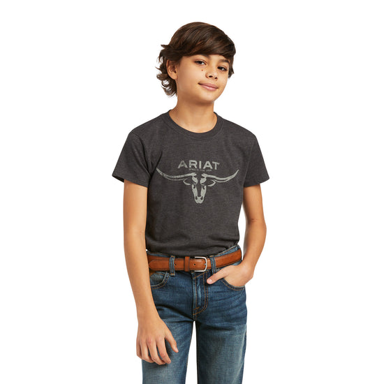 Ariat® Youth Boy's Short Sleeve Bred In The USA Charcoal Tee 10039938