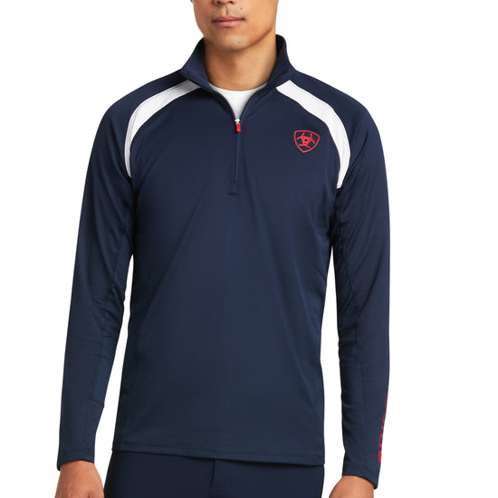 Ariat® Men's Sunstopper Team 1/4 Zip Navy Baselayer Shirt 10039183